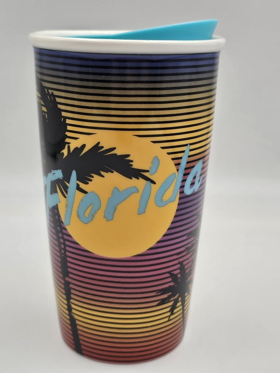 Starbucks Other - Starbucks Sunset Palm Travel Tumbler - Turquoise, Yellow, Black, Pink, Purple